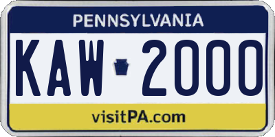 PA license plate KAW2000