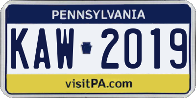 PA license plate KAW2019