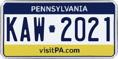 PA license plate KAW2021
