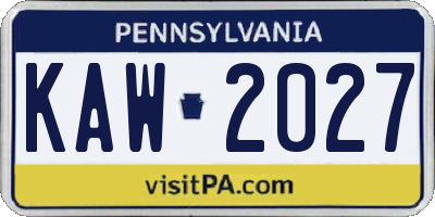 PA license plate KAW2027