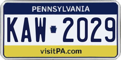 PA license plate KAW2029