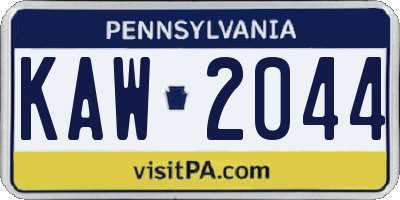 PA license plate KAW2044