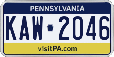PA license plate KAW2046