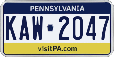PA license plate KAW2047