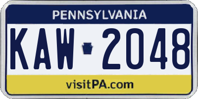 PA license plate KAW2048