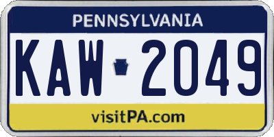 PA license plate KAW2049