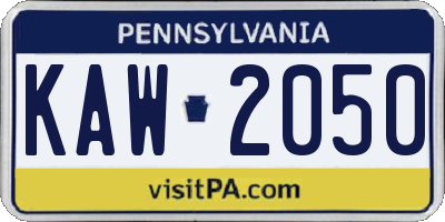 PA license plate KAW2050