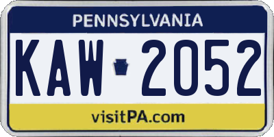 PA license plate KAW2052