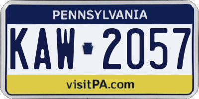 PA license plate KAW2057