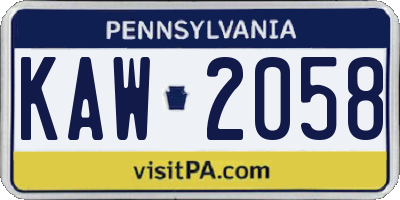 PA license plate KAW2058