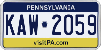 PA license plate KAW2059