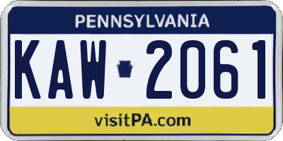PA license plate KAW2061