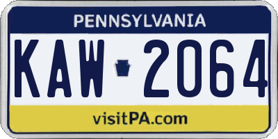 PA license plate KAW2064