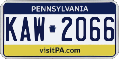 PA license plate KAW2066