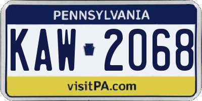 PA license plate KAW2068