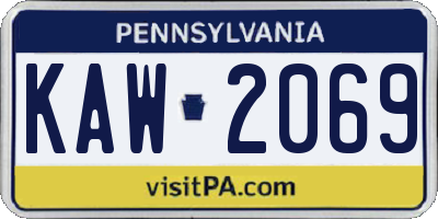PA license plate KAW2069