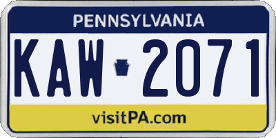 PA license plate KAW2071