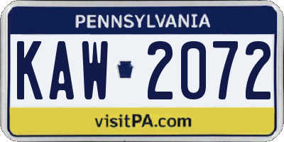 PA license plate KAW2072