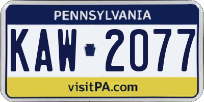 PA license plate KAW2077