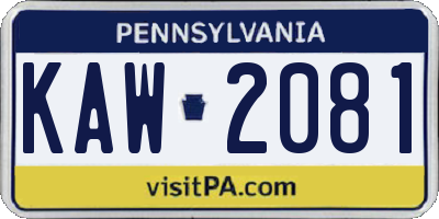 PA license plate KAW2081