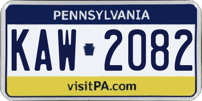 PA license plate KAW2082