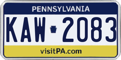 PA license plate KAW2083