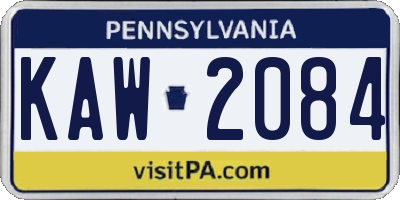 PA license plate KAW2084