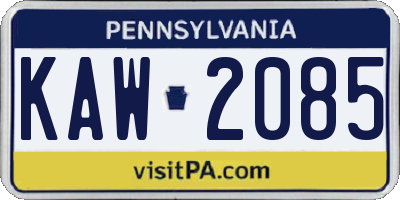 PA license plate KAW2085