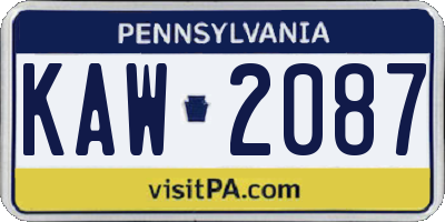 PA license plate KAW2087