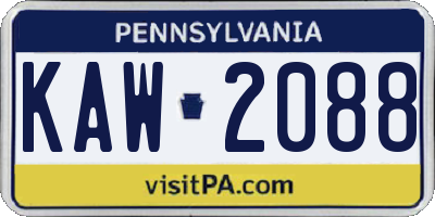 PA license plate KAW2088