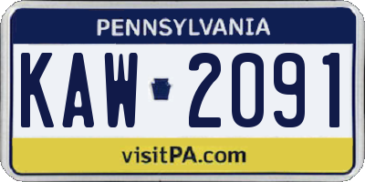 PA license plate KAW2091