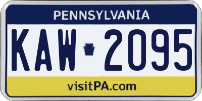 PA license plate KAW2095