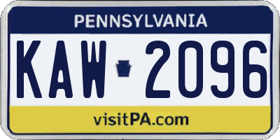 PA license plate KAW2096