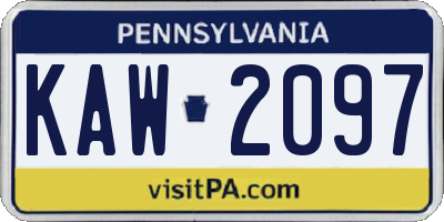 PA license plate KAW2097