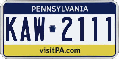 PA license plate KAW2111