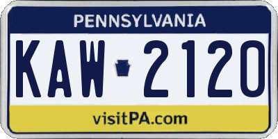 PA license plate KAW2120