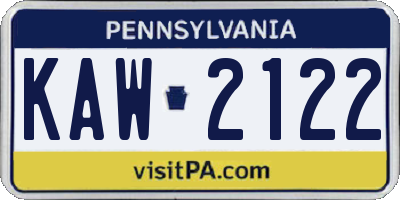 PA license plate KAW2122