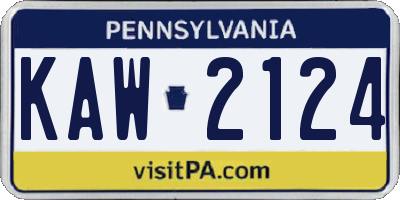 PA license plate KAW2124