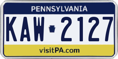 PA license plate KAW2127