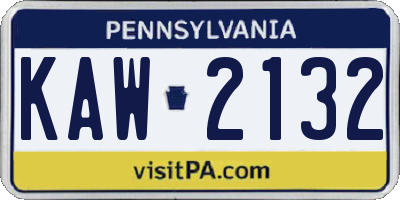 PA license plate KAW2132