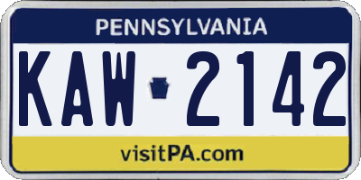 PA license plate KAW2142