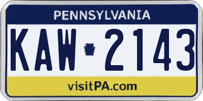 PA license plate KAW2143
