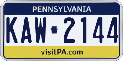 PA license plate KAW2144
