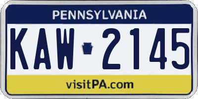 PA license plate KAW2145