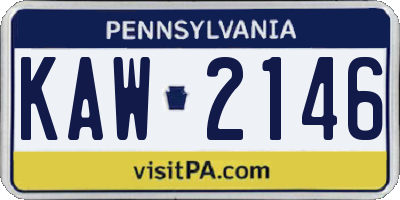 PA license plate KAW2146