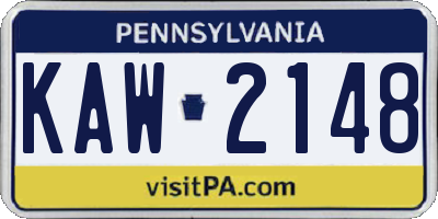 PA license plate KAW2148