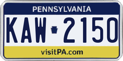 PA license plate KAW2150