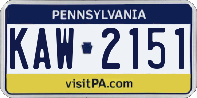 PA license plate KAW2151
