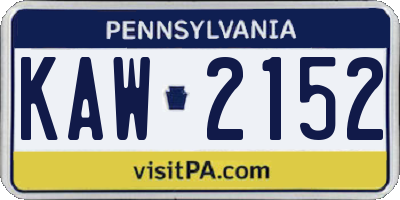 PA license plate KAW2152