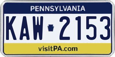 PA license plate KAW2153